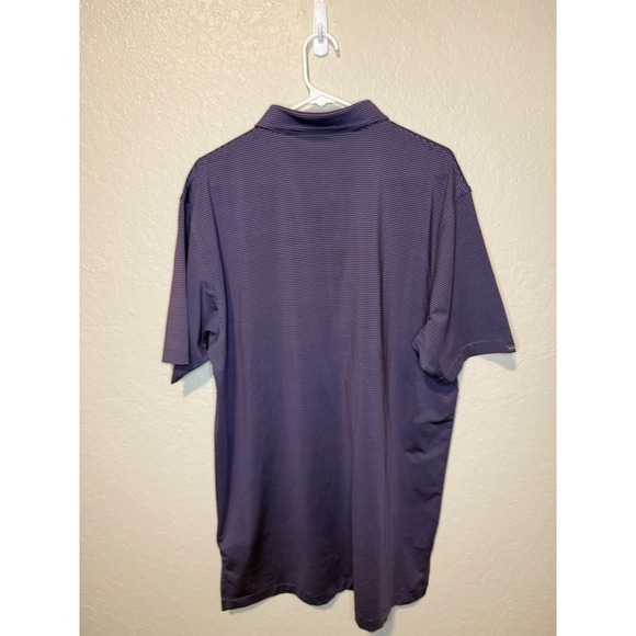 Dunning Golf Polo Shirt Mens Large Purple Striped Short Sleeve Casual Sport - Picture 2 of 3